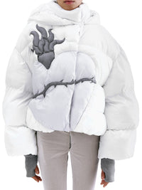 FLAMING HEART PUFFER - WHITE-Clara Colette Miramon-APOC STORE