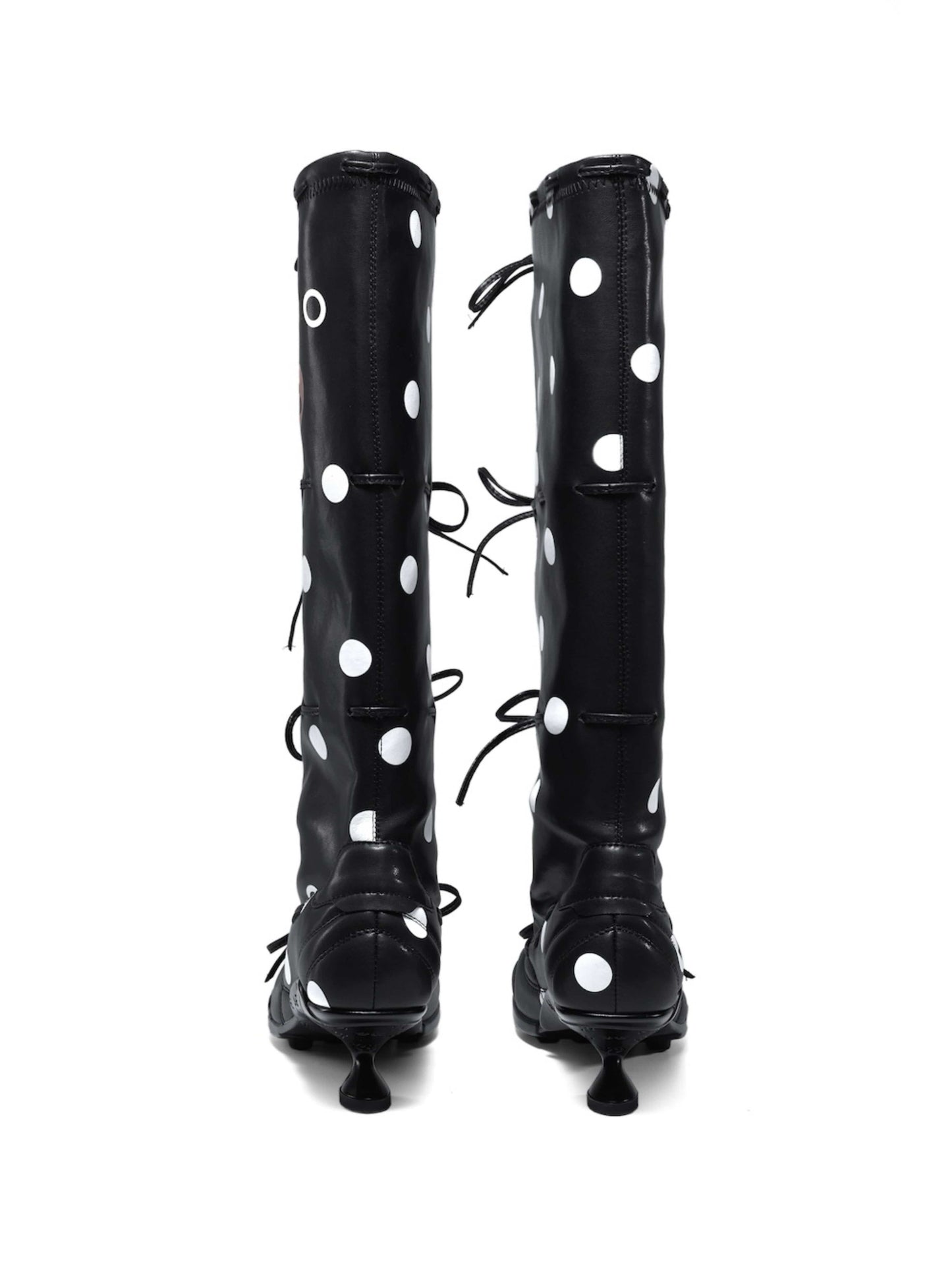 Polka Dot Strapped Ballet Boots Black-EMPTY BEHAVIOR-APOC STORE