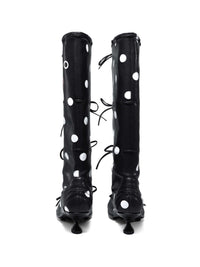 Polka Dot Strapped Ballet Boots Black-EMPTY BEHAVIOR-APOC STORE