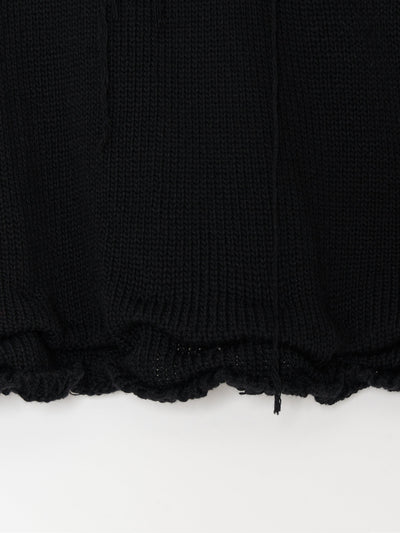 Hand Disstressed Collar Cashmere Knit 002_ Black-Taekh-APOC STORE