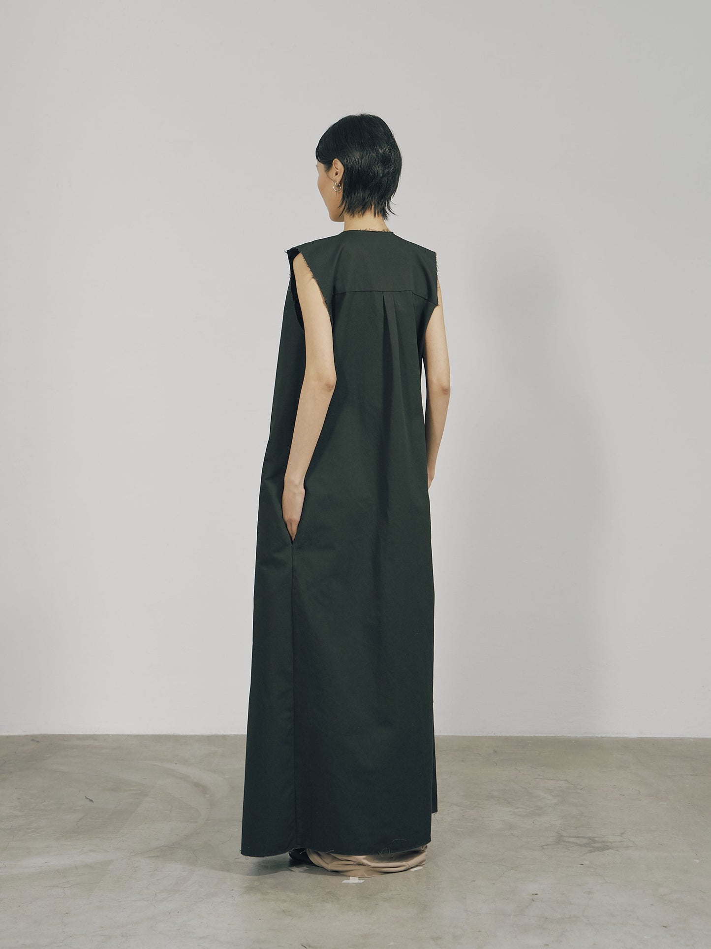 Black Cotton Wrap Sleeveless Dress-arc us arkus-APOC STORE
