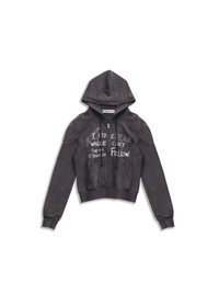 Dark Grey Metal Rivet&Printing Decorative Zip Hoodie-TRINITE Studio-APOC STORE