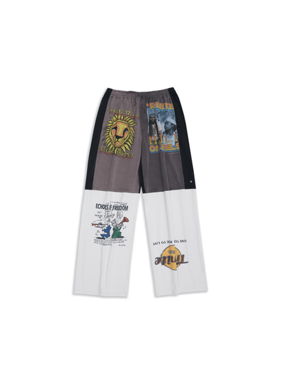 Vintage Pattern T-shirt Paneled Sport Pants-TRINITE Studio-APOC STORE