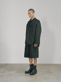 Black Cotton Twill Snap-Front Jacket-arc us arkus-APOC STORE