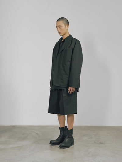 Black Cotton Twill Snap-Front Jacket-arc us arkus-APOC STORE