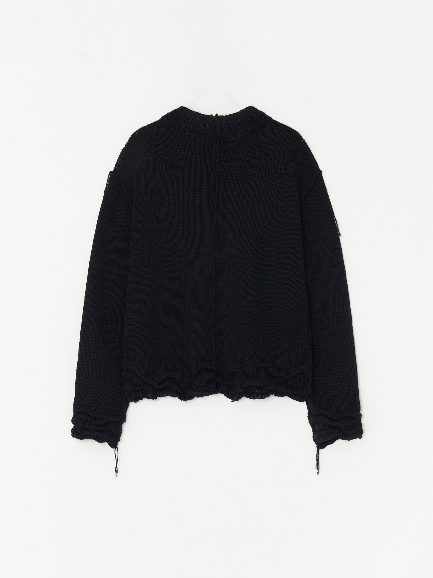 Hand Disstressed Collar Cashmere Knit 002_ Black-Taekh-APOC STORE
