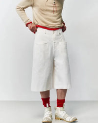 Cotton Wide Shorts 001 _White-Taekh-APOC STORE