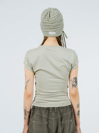 Eyelet stripe beanie moss green-Nibgnus-APOC STORE