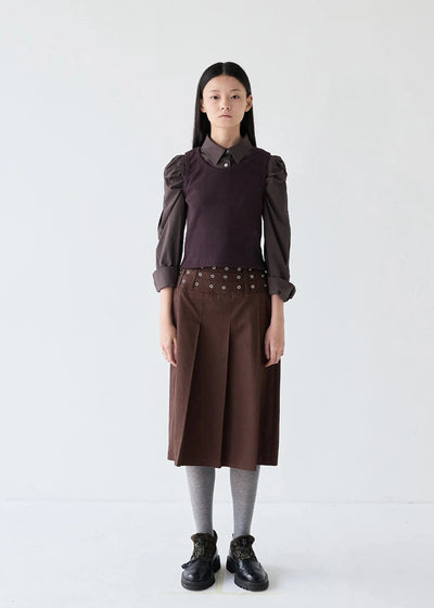 EYELET PLEATS SKIRT-SAENGIN STUDIOS-APOC STORE