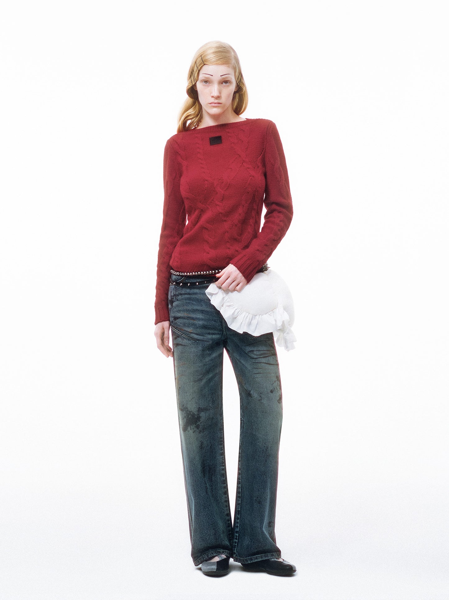 Distressed Dirty Printed Loose Jeans-TRINITE Studio-APOC STORE