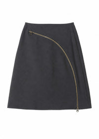 Zip Through Skirt in Grey-PAIDEN-APOC STORE