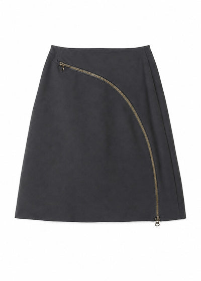 Zip Through Skirt in Grey-PAIDEN-APOC STORE