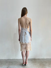 Lace-Trimmed Satin Slip Dress with lacing on the back-Nastyamasha-APOC STORE