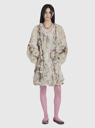 Fur Coat With Embroidery-Nensi Avetisian-APOC STORE