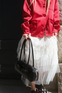 TULLE TIERED LONG SKIRT - WHITE-SAENGIN STUDIOS-APOC STORE