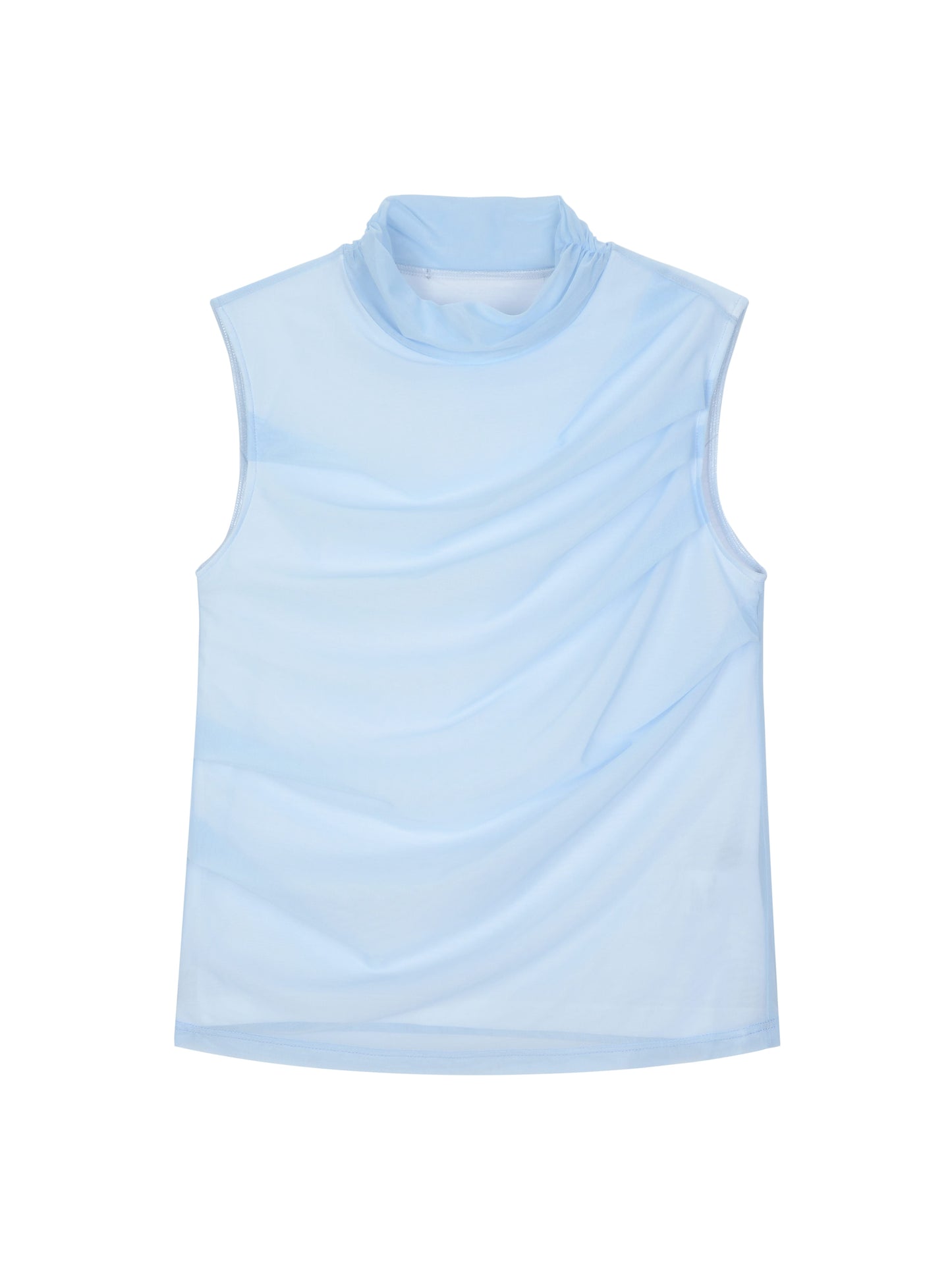 Draped Layer Top Light Blue-mesh blanca-APOC STORE