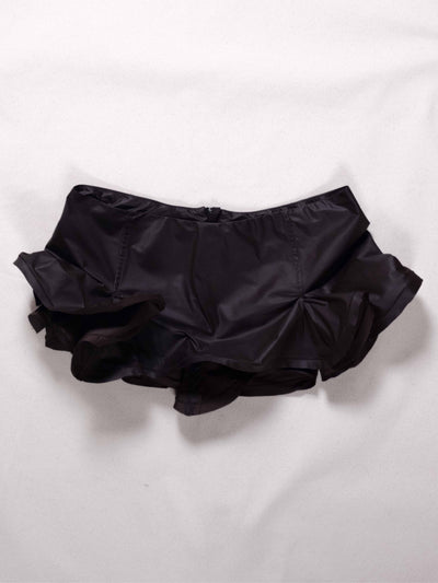 Slutty Mini Skirt in Brown Nylon-Pedro Trindade-APOC STORE