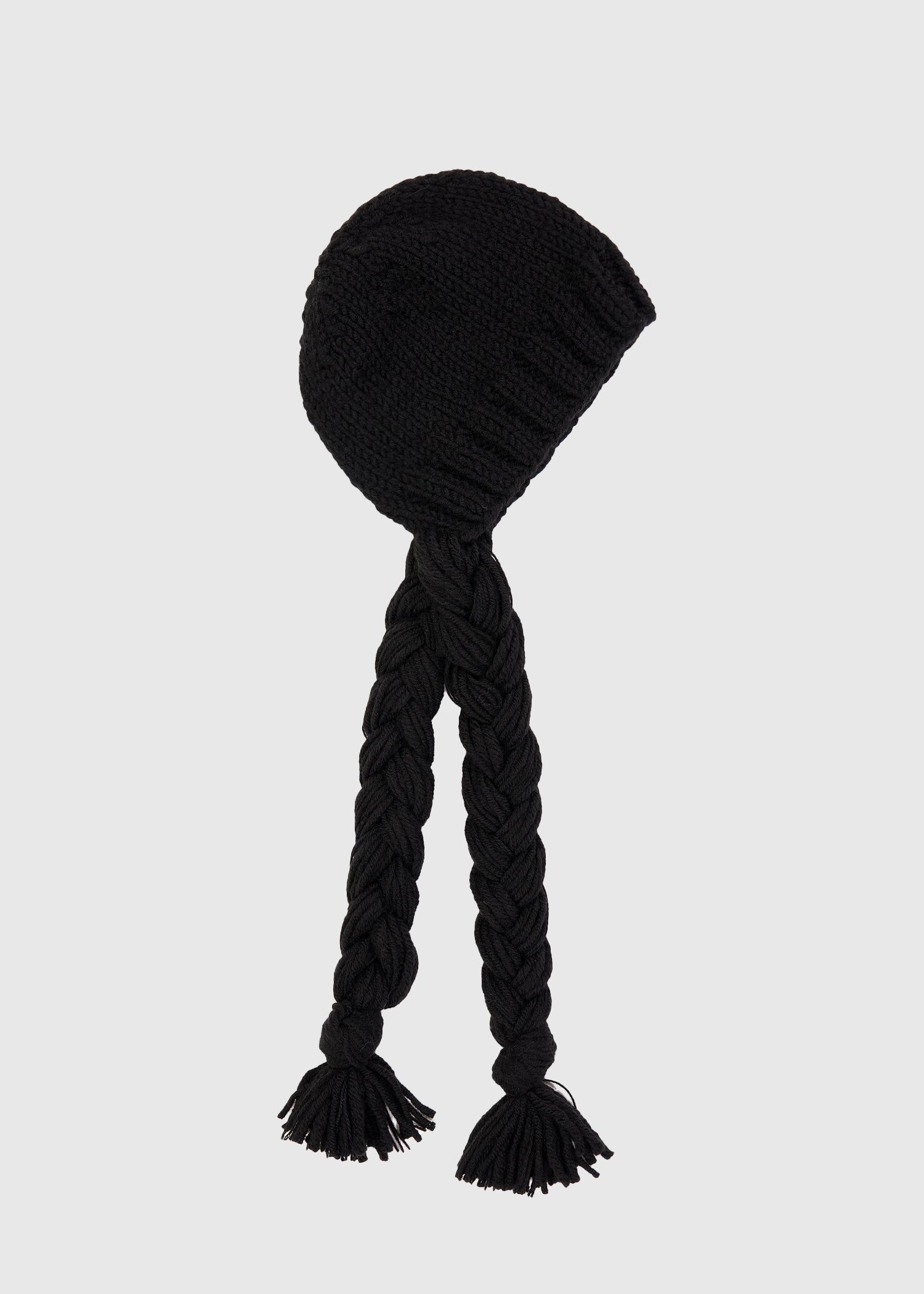 BRAIDED KNIT BEANIE - BLACK-SAENGIN STUDIOS-APOC STORE
