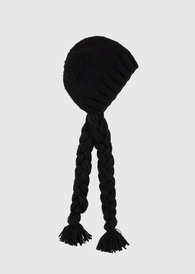 BRAIDED KNIT BEANIE - BLACK-SAENGIN STUDIOS-APOC STORE