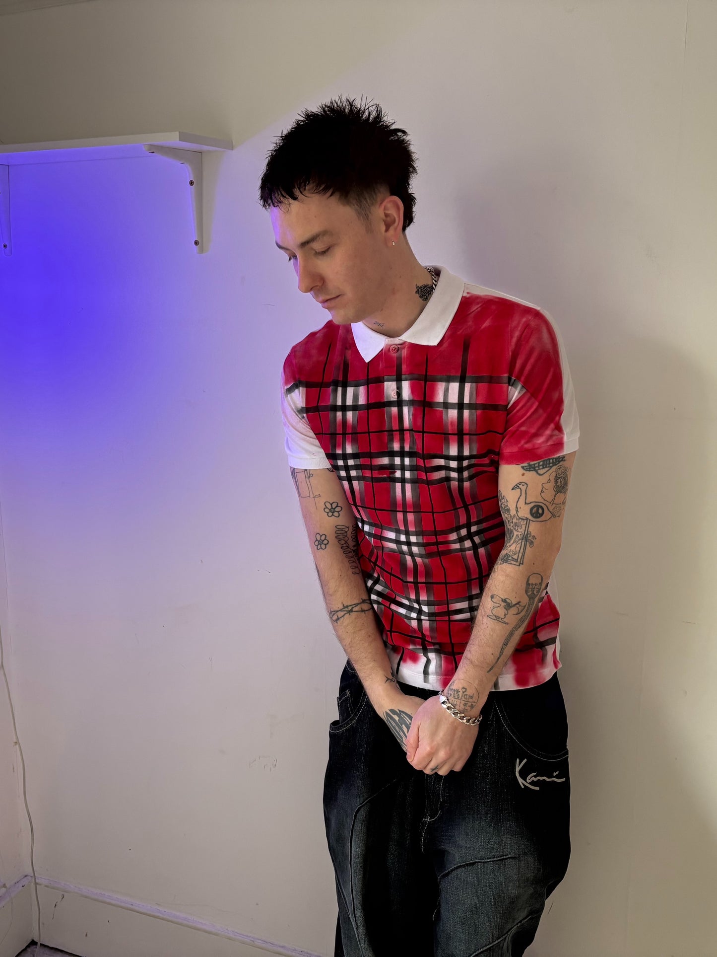 Red tartan polo-Mia Violet-APOC STORE