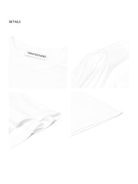 White Victorian Ruched Tee with Detachable Shoulder Pads-TRINITE Studio-APOC STORE