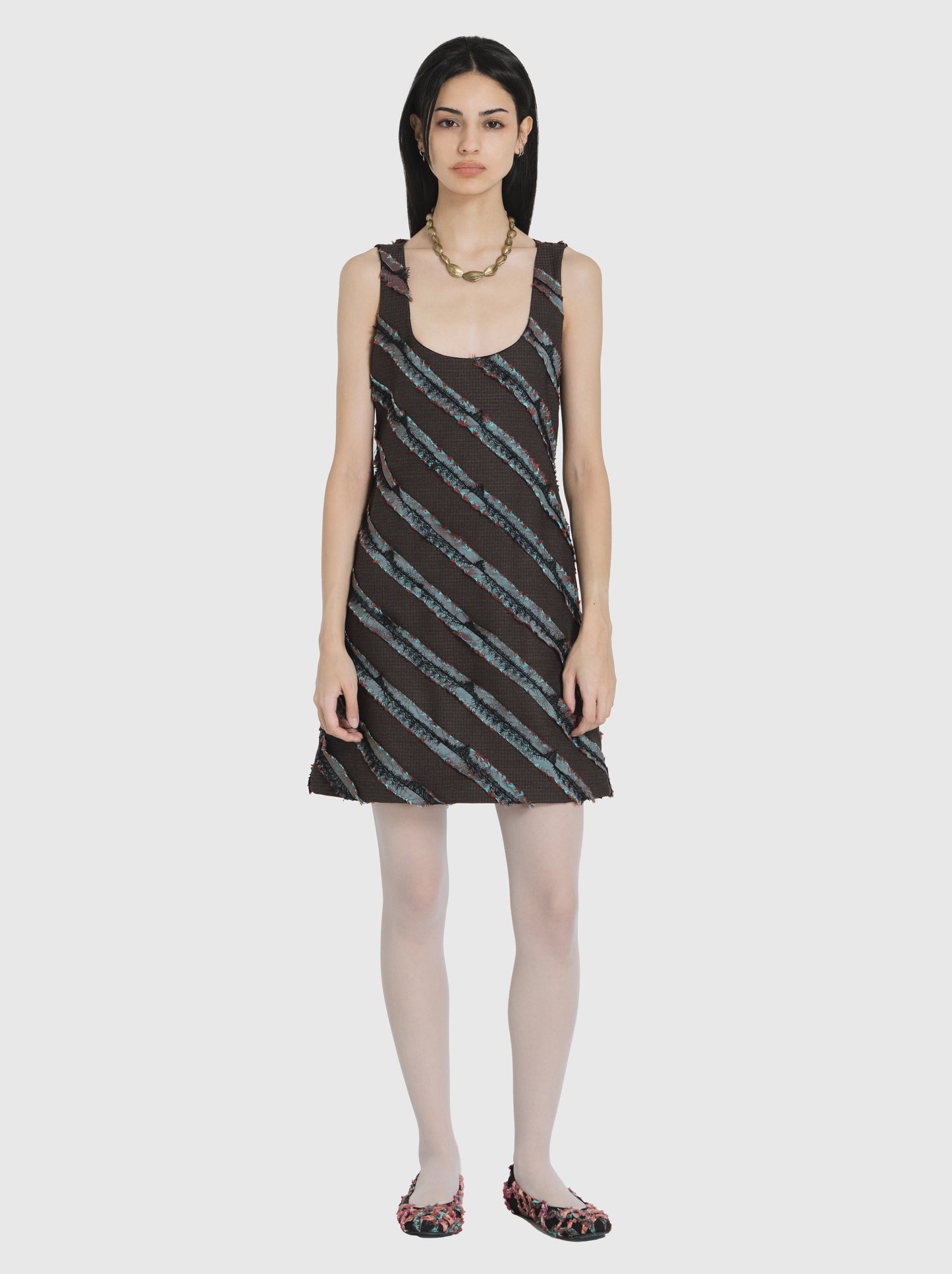Mini Dress with Stripes-Nensi Avetisian-APOC STORE