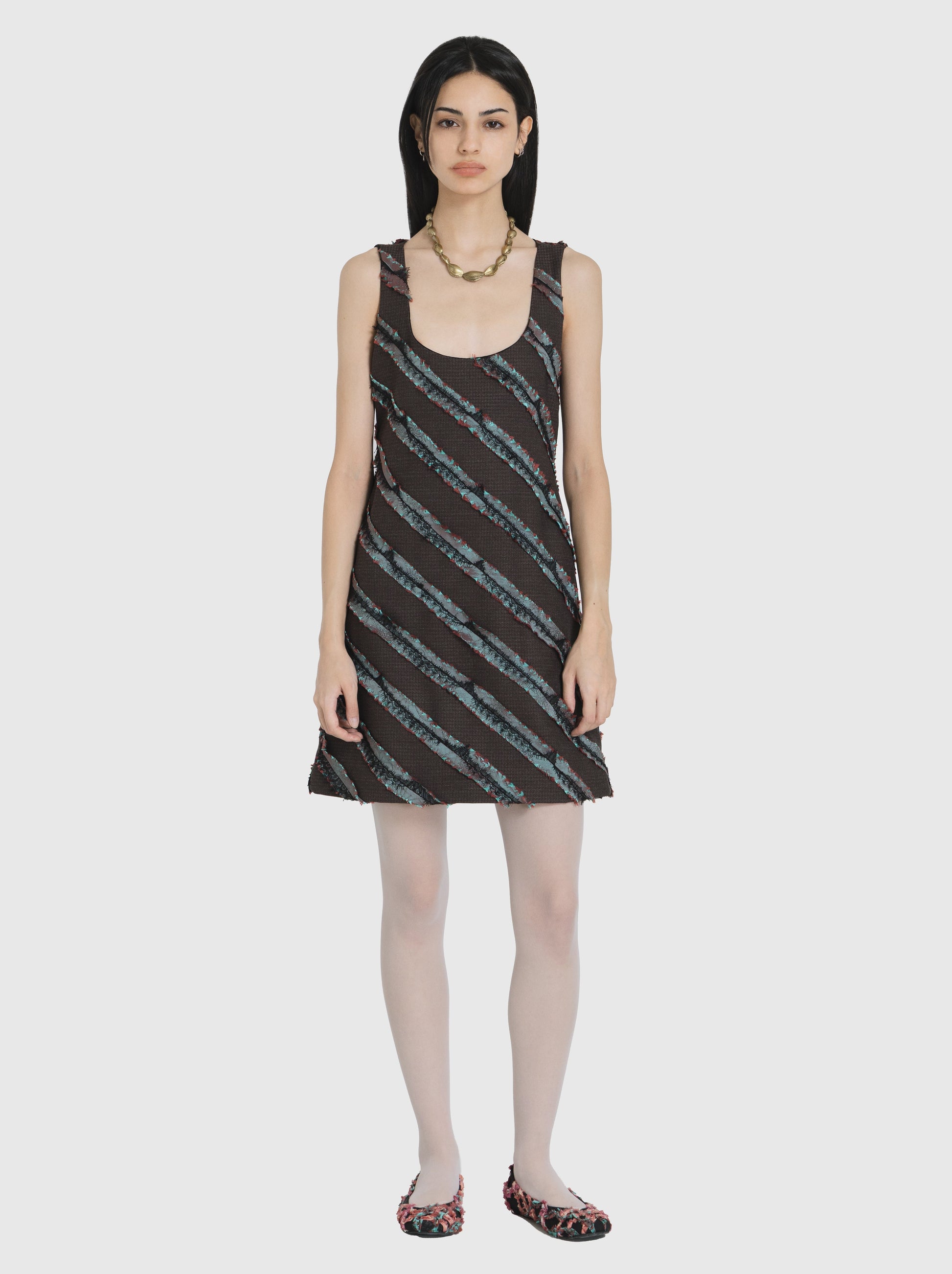Mini Dress with Stripes-Nensi Avetisian-APOC STORE