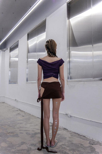 draping off-shoulder top purple-Lalameemee-APOC STORE