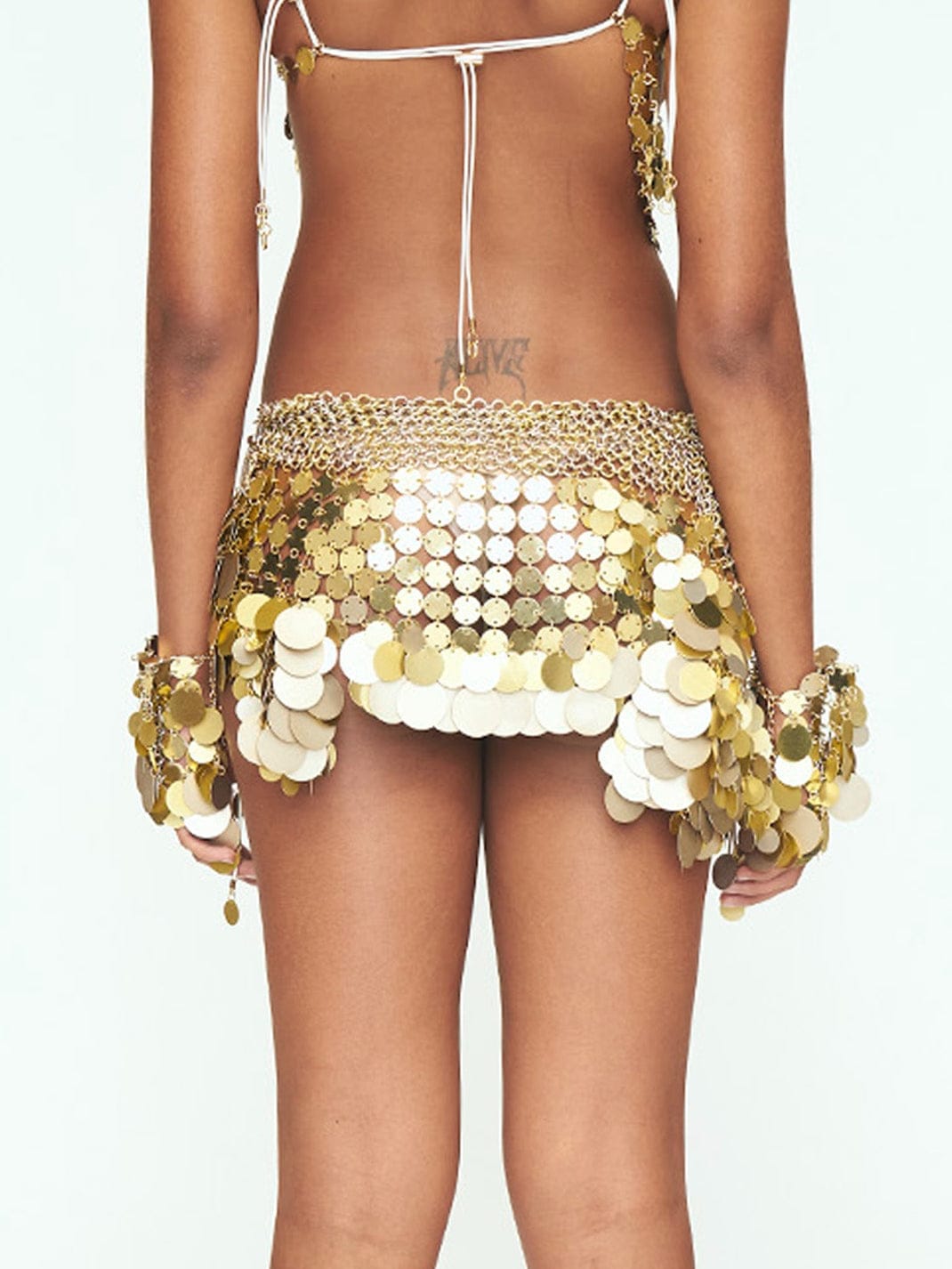 Aluminum Disc Mini Skirt - GOLD-JALACONDA-APOC STORE