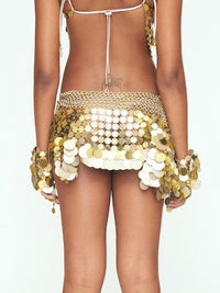 Aluminum Disc Mini Skirt - GOLD-JALACONDA-APOC STORE