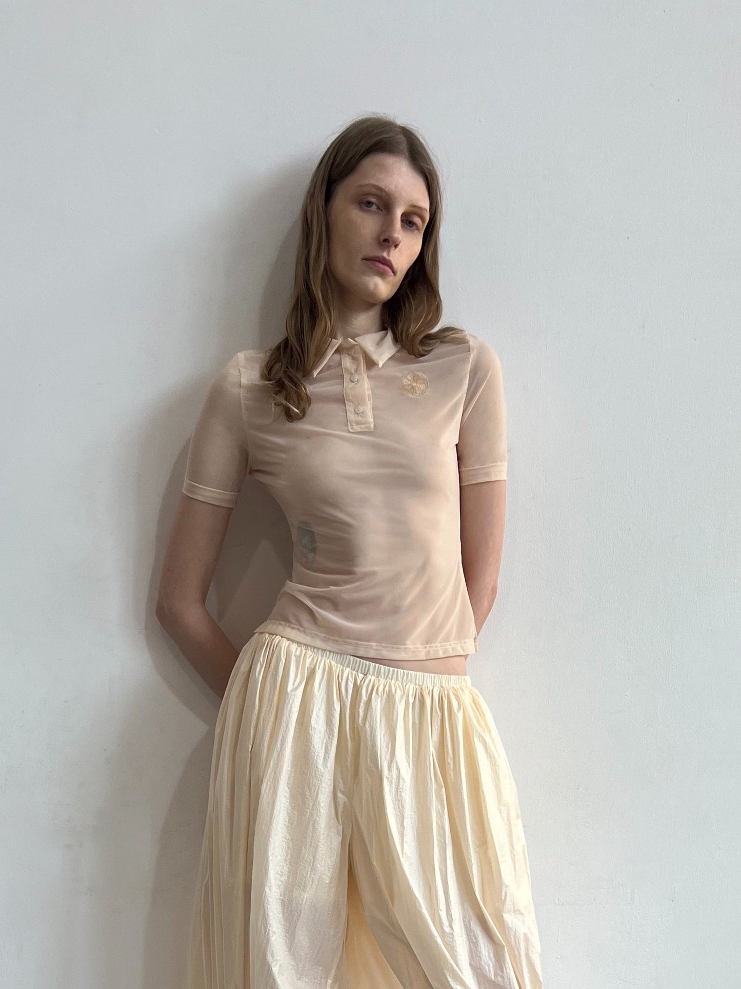 Mesh Polo Shirt with logo embroidery-Nastyamasha-APOC STORE