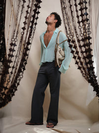Bias Trousers in Grey Wool-Pedro Trindade-APOC STORE