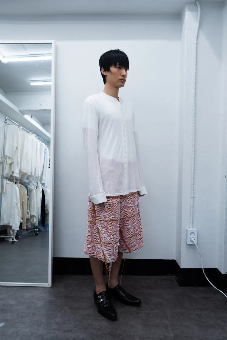 Error Knitted Shorts 001 - Red-Taekh-APOC STORE