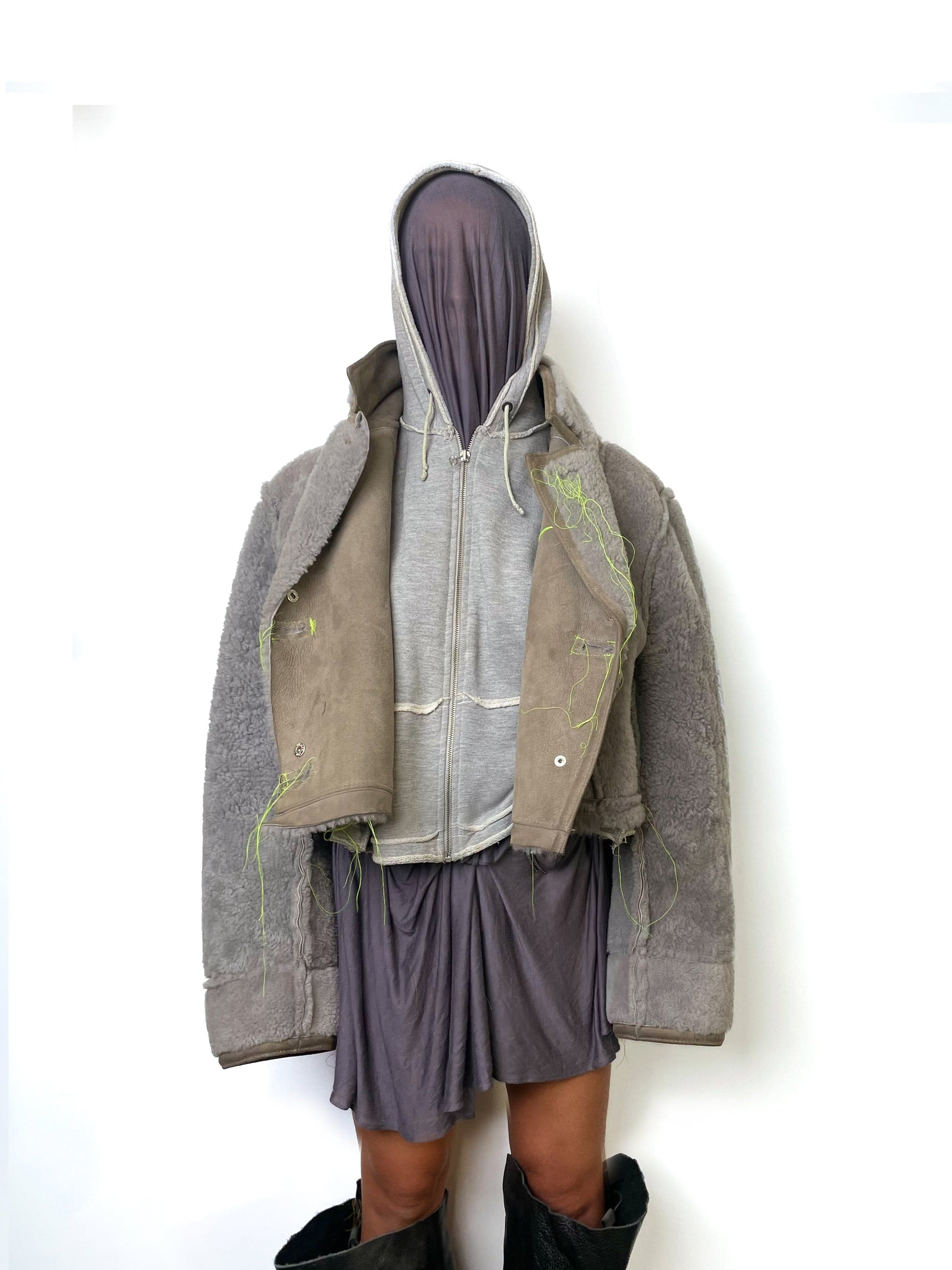 HOOD SHEARLING JACKET-Puer Parasitus-APOC STORE