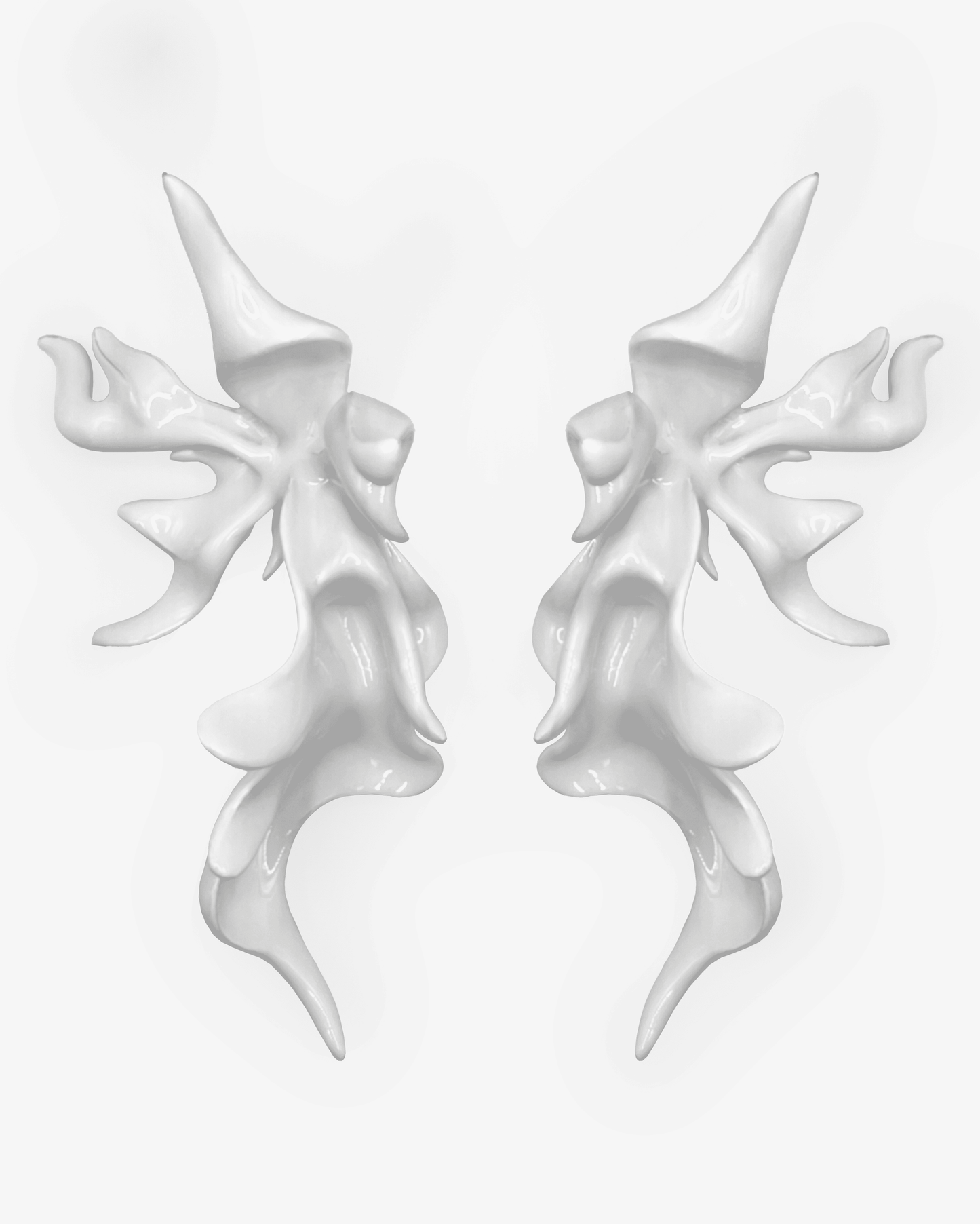 White Sculptural Flower Earrings-WHYNOEN-APOC STORE