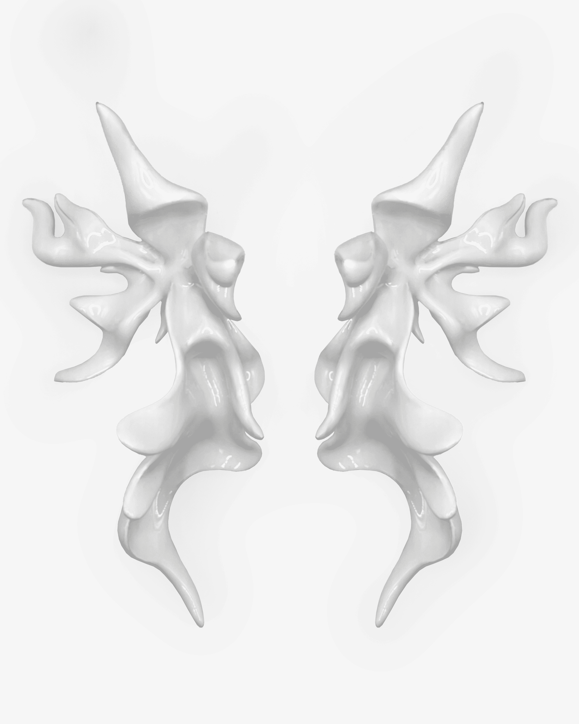 White Sculptural Flower Earrings-WHYNOEN-APOC STORE