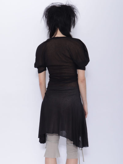 Dora Draped T-shirt Dress: Black