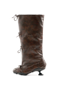 Strapped Ballet Boots Brown-EMPTY BEHAVIOR-APOC STORE