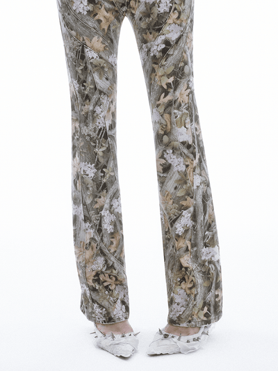 Jungle Camo Streamline Panel Flared Jeans-TRINITE Studio-APOC STORE
