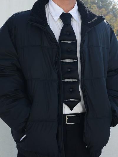 Silk Pillow Necktie Necklace - Black-Julye Han-APOC STORE