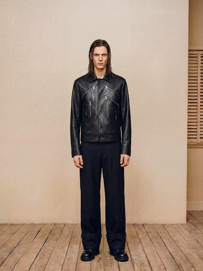 Contour Zip Leather Jacket-MINKIMHO-APOC STORE