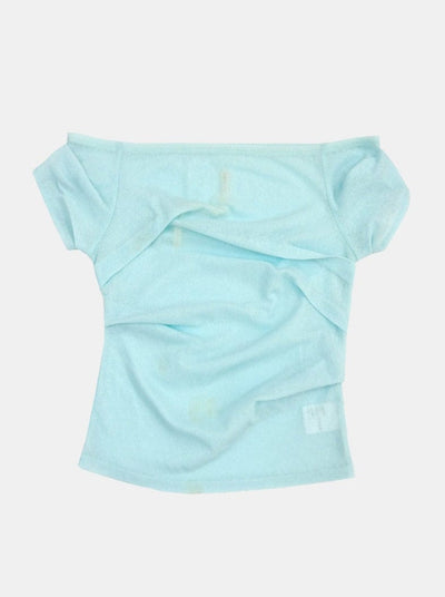 draping off-shoulder top cyan-Lalameemee-APOC STORE