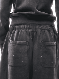 Dark Grey Metal Rivet&Printing Decorative Loose Nine-point Sport Pants-TRINITE Studio-APOC STORE