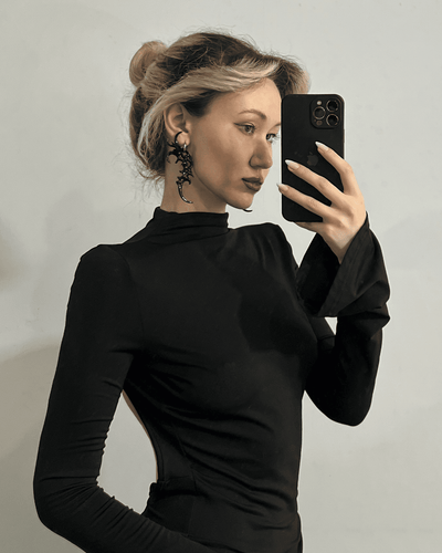 Organic Form Earrings Black-WHYNOEN-APOC STORE