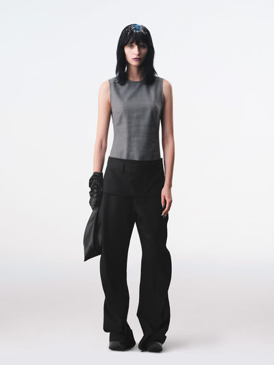 Black Utility Panel Curved Trousers-TRINITE Studio-APOC STORE