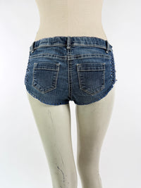 Crocheted Mini Denim Shorts-Lou de Bètoly-APOC STORE
