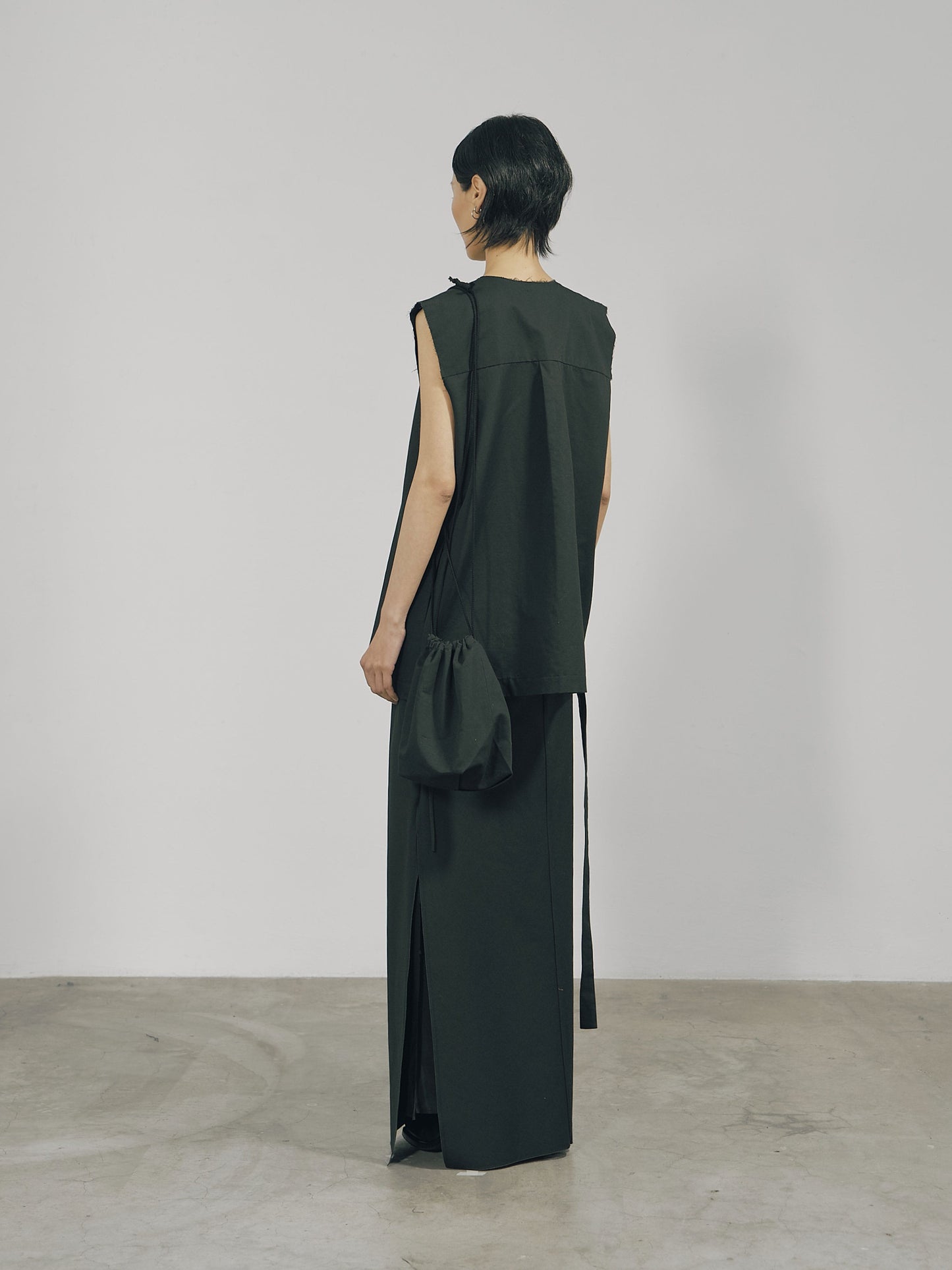 Black Cotton Wrap Sleeveless Top-arc us arkus-APOC STORE