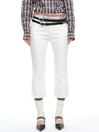 White Stretch Slit Denim-TRINITE Studio-APOC STORE