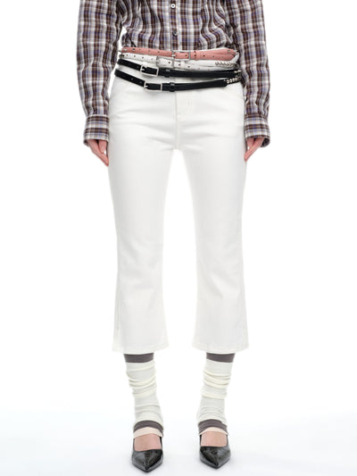 White Stretch Slit Denim-TRINITE Studio-APOC STORE