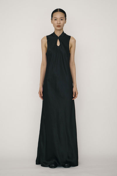 satin mandarin collar dress Floral Embroidery Orange Satin Midi Cheongsam